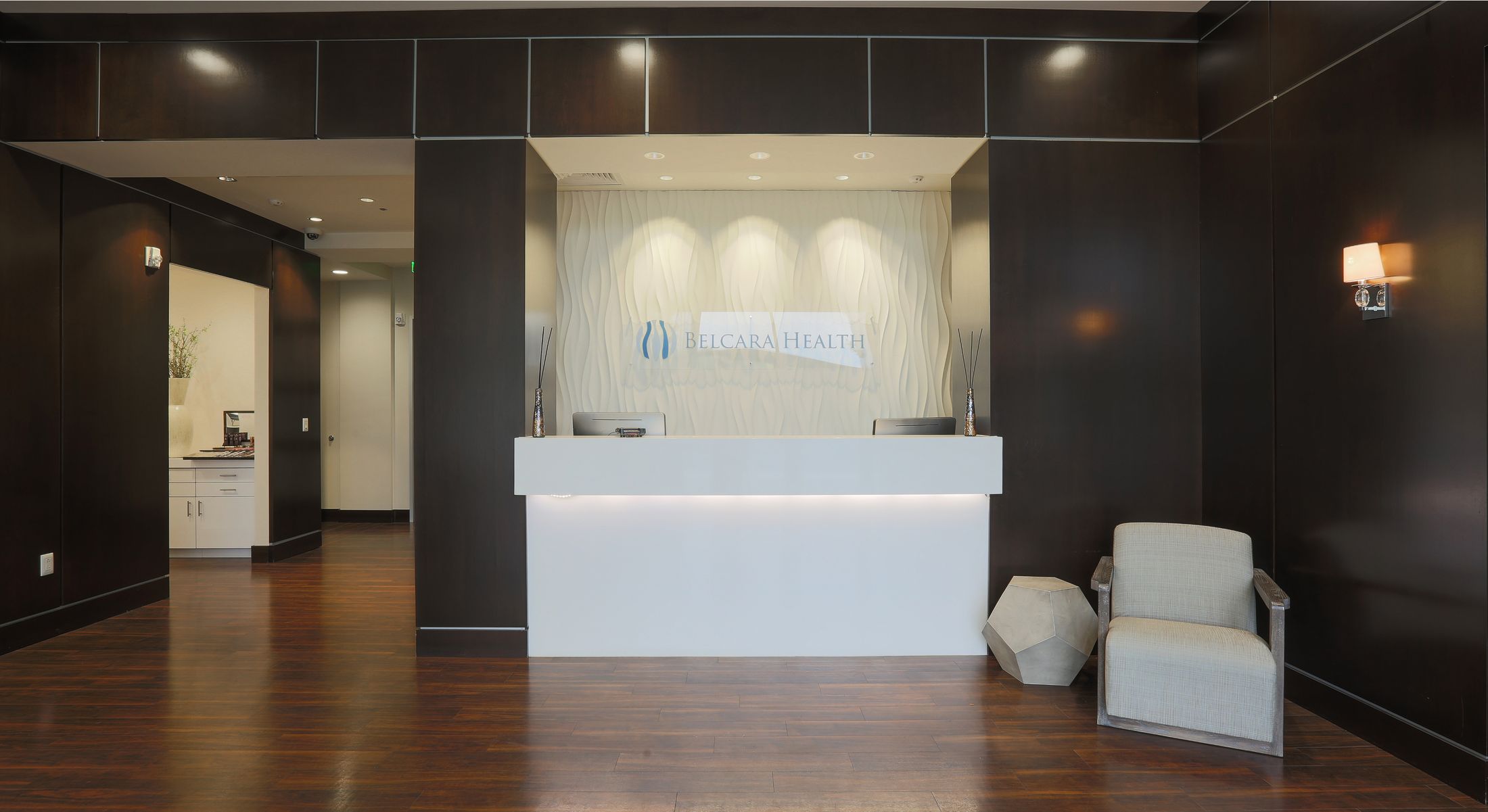 Modern healthcare reception area with welcoming design.