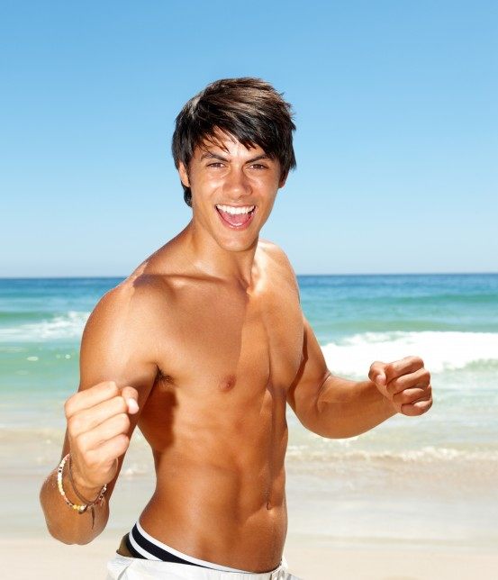 male model young on beach
